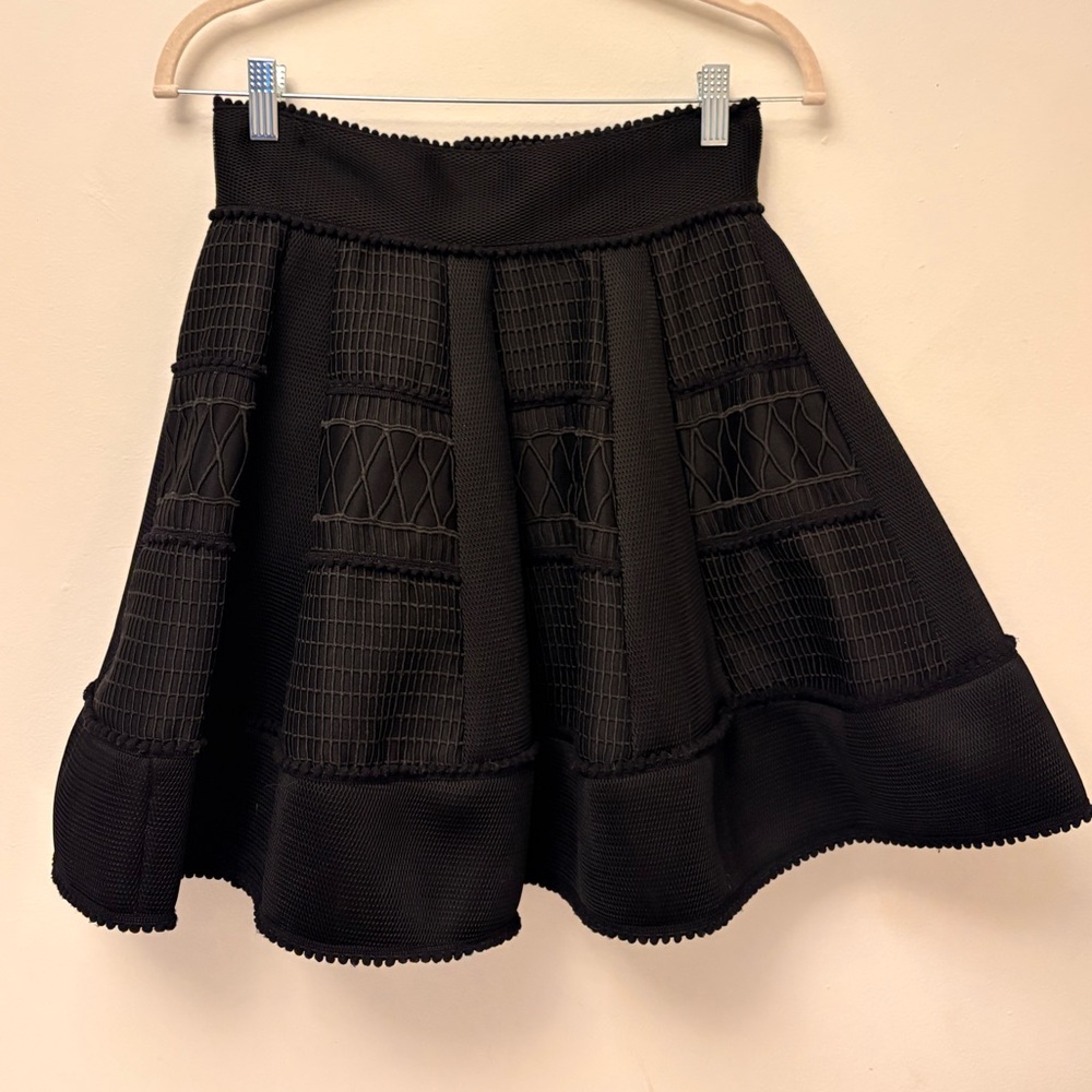 Maje Black Mesh Panel Jump Skirt Size 2 Preowned